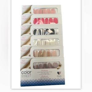 Color Street Bundle Manicure Pedicure pink black white gold nail polish strips